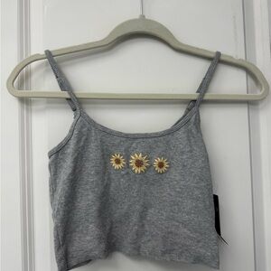 Hollister Gray Camisole with Sunflower Embroidery